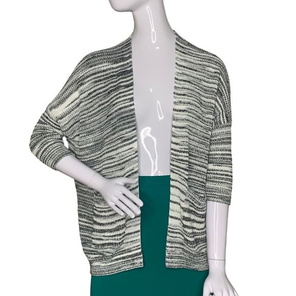 Express Fine Knit Open Cardigan Space Dye 3/4 Sleeve Size S Front Pockets - Picture 2 of 13